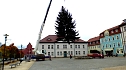 Weihnachtstanne wird von dem Frankenh&auml;user Rathaus aufgestellt (Foto: Stadtmarketing Bad Frankenhausen)