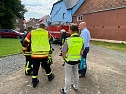 Unangek&uuml;ndigte Feuerwehr&uuml;bung im Kindergarten "Dorfspatzen" in Hohenebra (Foto: Janine Skara)