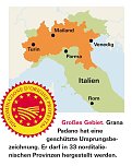 Grana Padano hat eine gesch&uuml;tzte Ursprungsbezeichnung. Er darf in 33 norditalienischen Provinzen hergestellt werden. (Foto: Stiftung Warentest)