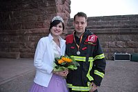 Feuerwehrleute stürmen Kyffhäuserdenkmal Bild: Feuerwehrleute stürmen Kyffhäuserdenkmal