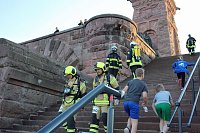 Feuerwehrleute stürmen Kyffhäuserdenkmal Bild: Feuerwehrleute stürmen Kyffhäuserdenkmal