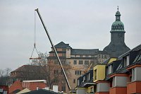 Dachgerüst wird aufgesetzt Bild: Dachgerüst wird aufgesetzt