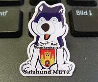 Salzhund Mutz als Anstecker Bild: Salzhund Mutz als Anstecker