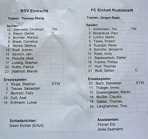 Eintracht gegen Rudolstadt