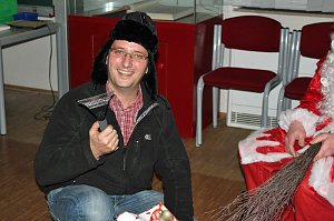 Weihnachtsmann kam mit Rentier