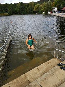 Letztes Abbaden am Bebraer Teich