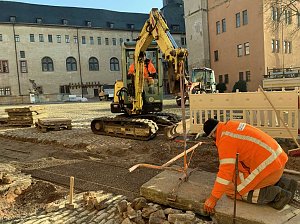 Im Hof von Schloss Sondershausen geht es voran