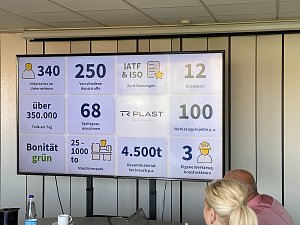 SPD Politikerinnen und Politiker besuchen auf ihrer Wahlkampftour zur Landtagswahl 2024 die Produktionsfirma TR Plast in Ebeleben 
