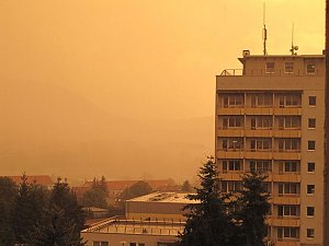 Orangefarbene Welt