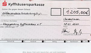 &Uuml;bergabe Scheck