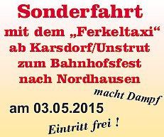 Mit dem Ferkeltaxi zum Bahnhofsfest (Foto: IG Unstrutbahn)