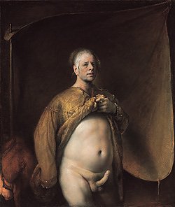 Bild: Self-Portrait in Golden Cape, 1997  Oil on canvas  167 x 144 cm  Astrup Fearnley Museet for Moderne Kunst, Oslo