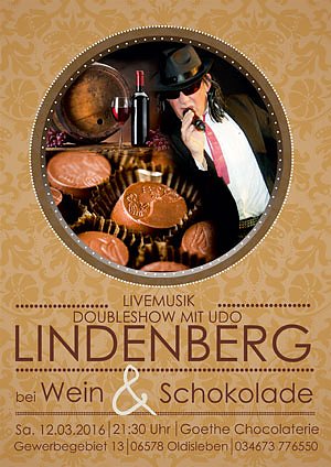 Bild: Udo Lindenberg-Double bei Wein und Schokolade