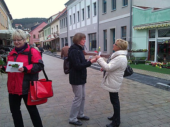 Nicht nur Rosen verteilt (Foto: Die Linke Bad Frankenhausen)