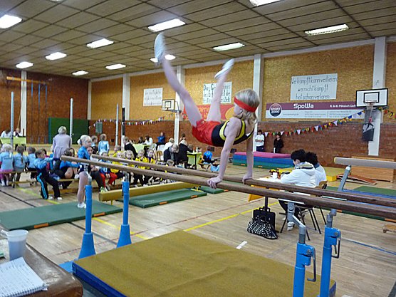 Am gestrigem Samstag fand in der Dreifelder-Halle am Rosengarten ein Gau-Wettkampf der Turnerinnen und Turner statt. Mit der Kamera dabei war kn.   Das Interesse war gro&szlig;. Nicht nur aus Artern (Foto: Karl-Heinz Herrmann)