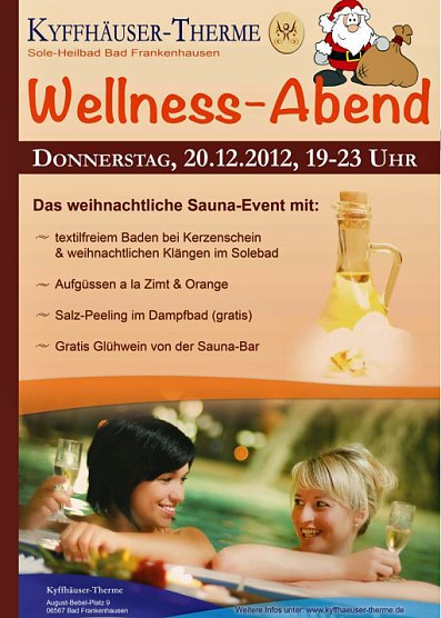 "Der weihnachtliche Wellness-Abend" ... (Foto: Kyffhäuser-Therme) "Der weihnachtliche Wellness-Abend" ... (Foto: Kyffhäuser-Therme)