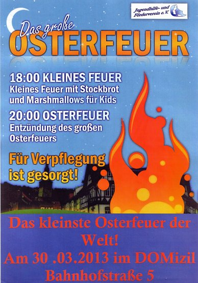 Kleinestes Osterfeuer (Foto: Domizil Bad Frankenhausen) Kleinestes Osterfeuer (Foto: Domizil Bad Frankenhausen)