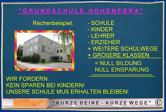 Schulschlie&szlig;ung nein Danke (Foto: B&uuml;rgerinitiative zum Erhalt der Grundschule   )