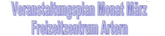 Monatsplan des Freizeitzentrum (Foto: Freizeizentrum Artern) Monatsplan des Freizeitzentrum (Foto: Freizeizentrum Artern)