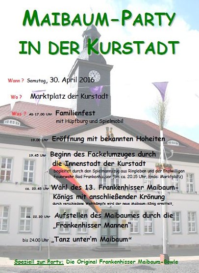 Wieder Maibaum-Party in Frankenhausen (Foto: Stadt Bad Frankenhausen)