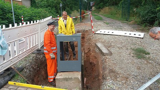 An der "neuen" Schrankenanlage (Foto: D. Kieper) An der "neuen" Schrankenanlage (Foto: D. Kieper)