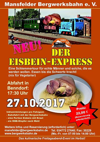 Plakat Sonderzug (Foto: Mansfelder Bergwerksbahn)