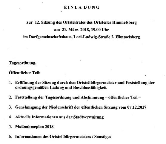 Ortsteilratssitzungen und Einwohnerversammlung (Foto: Stadt Sondershausen)