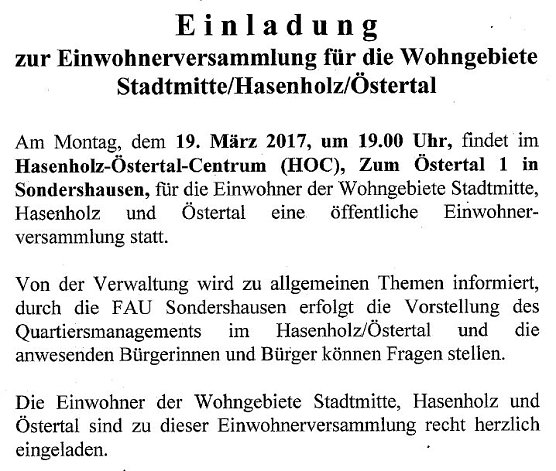 Ortsteilratssitzungen und Einwohnerversammlung (Foto: Stadt Sondershausen)