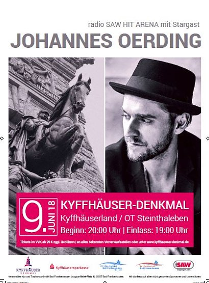 radio SAW HIT Arena mit dem Stargast Johannes Oerding (Foto: Stadtmarketing Bad Frankenhausen) radio SAW HIT Arena mit dem Stargast Johannes Oerding (Foto: Stadtmarketing Bad Frankenhausen)