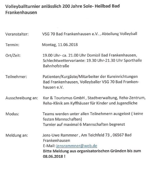 Volleyballturnier in Bad Frankenhausen (Foto: Stadtmarketing Bad Frankenhausen)