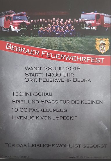 Feuerwehr Bebra l&auml;dt ein (Foto: FFW Bebra)