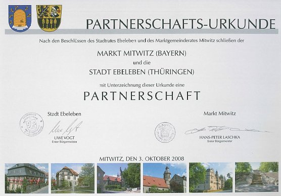 10 Jahre Partnerschaft Ebeleben- Mitwitz (Foto: Stadt Ebeleben) 10 Jahre Partnerschaft Ebeleben- Mitwitz (Foto: Stadt Ebeleben)