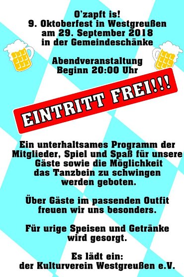 Oktoberfest in Westgreußen (Foto: privat) Oktoberfest in Westgreußen (Foto: privat)