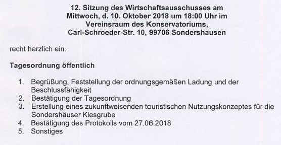 &Ouml;ffentlichen Sitzung Wirtsschaftsausschuss und mehr (Foto: Stadt Sondershausen)