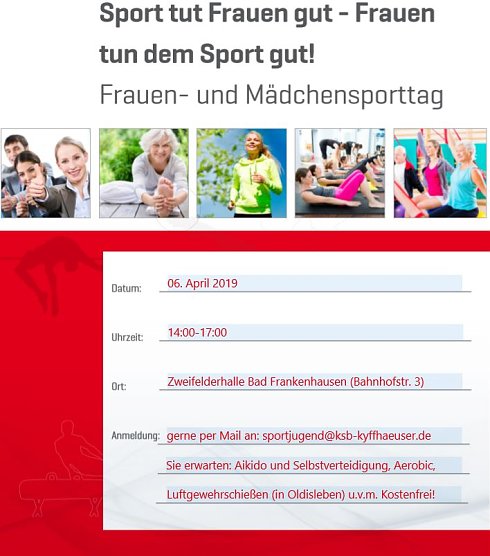 Frauen- und Mädchensporttag - Machen Sie mit! (Foto: Kreissportbund) Frauen- und Mädchensporttag - Machen Sie mit! (Foto: Kreissportbund)