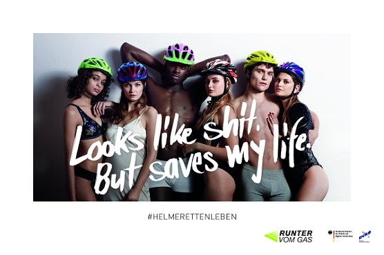 Sieht Schei&szlig;e aus, retter aber mein Leben - Kampagne rund um den Fahrradhelm (Foto: Deutscher Verkehrssicherheitsrat)