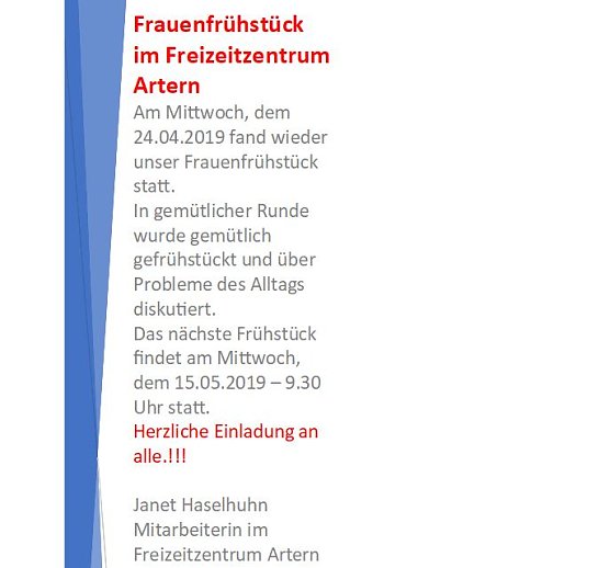 Frauenfr&uuml;hst&uuml;ck in Artern (Foto: Freizeitzentrum Artern)