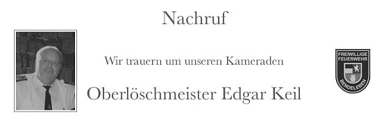 Nachruf f&uuml;r Kameraden (Foto: FFW Bendeleben)
