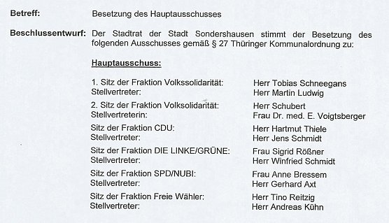 Aussch&uuml;sse besetzt (Foto: Stadt Sondershausen)