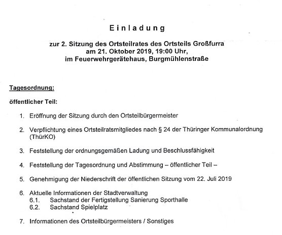 Ortsteilratssitzungen in Sondershausen (Foto: Stadt Sondershausen)