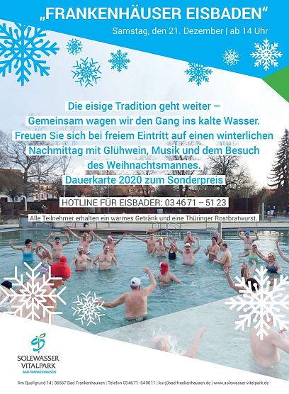 Frankenhäuser Eisbaden zur Dämmerung (Foto: Stadtmarketing Bad Frankenhausen) Frankenhäuser Eisbaden zur Dämmerung (Foto: Stadtmarketing Bad Frankenhausen)