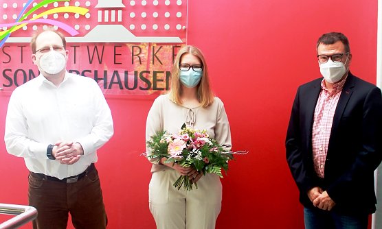 v.l.n.r.: Hans-Christoph Schmidt, Annalena Stenzel, Ulf Krell (Foto: Sandra Mergl, Stadtwerke Sondershausen)