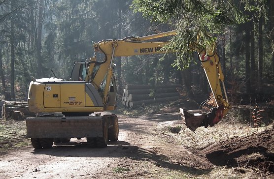 Der gr&ouml;&szlig;te Feind der aus Naturmaterialien gebauten Forstwege ist das Wasser (Foto: Th&uuml;ringenForst)