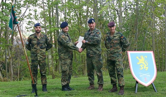 v.l.n.r Major Ren&eacute; Br&ouml;mmer, Stabsunteroffizier Thomas Schoder, Oberstleutnant Daniel Faul, Oberstabsfeldwebel Udo P&ouml;tzschke  (Foto: Stabsgefreiter Stefan Peter)
