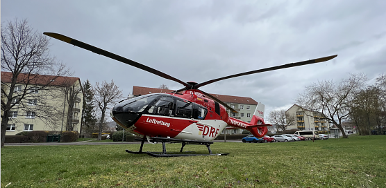 Rettungshubschrauber Christoph 37 steckt im Borntal in Sonderhausen fest (Foto: S. Dietzel)