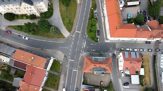 Luftaufnahme mit Blick auf den Bereich des geplanten Kreisverkehrs (Foto: Arne Wiegand) Luftaufnahme mit Blick auf den Bereich des geplanten Kreisverkehrs (Foto: Arne Wiegand)