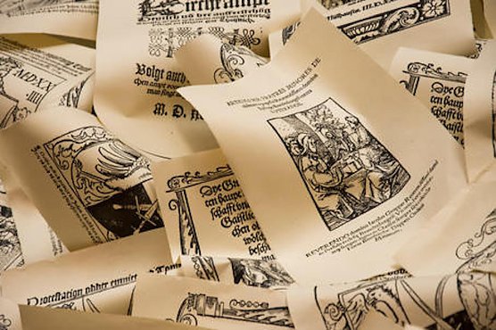 Flugblätter aus dem Bauernkrieg. Ausgestellt im Mühlhäuser Museum (Foto: Tino Sieland) Flugblätter aus dem Bauernkrieg. Ausgestellt im Mühlhäuser Museum (Foto: Tino Sieland)