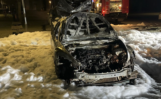 Ausgebrannter Pkw in Ro&szlig;leben (Foto: LPI)