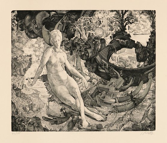 Jean-Pierre Velly Der Schl&uuml;ssel der Tr&auml;ume / La Clef des songes1966, Kupferstich. (Foto: Bildrechte bei: J.-P. Velly)