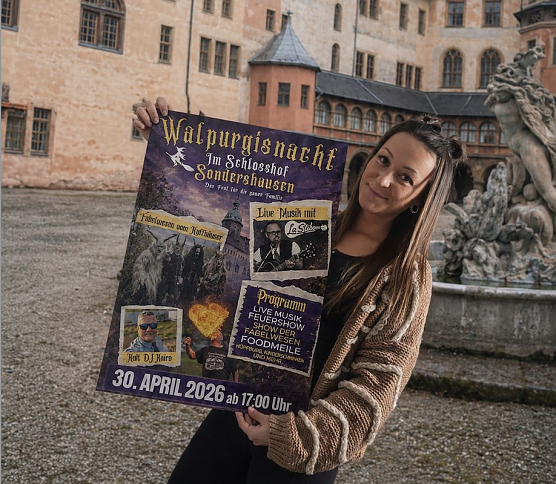 Auf dem Sondersh&auml;user Schlosshof wird am Donnerstag Walpurgis gefeiert (Foto: S. Dietzel)